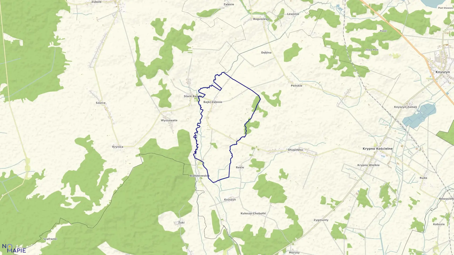 Mapa obrębu BAJKI ZALESIE w gminie krypno