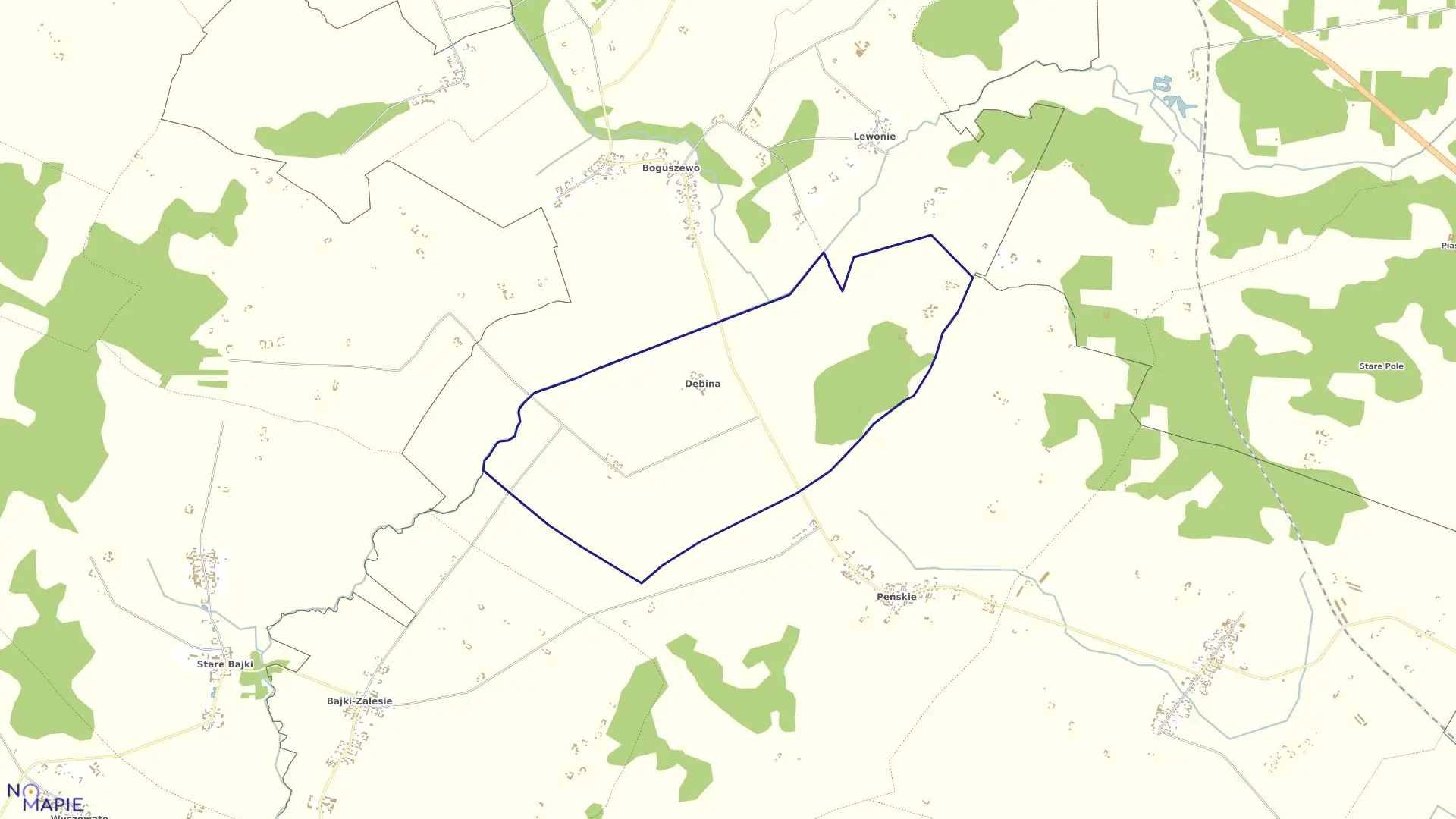 Mapa obrębu DĘBINA w gminie krypno