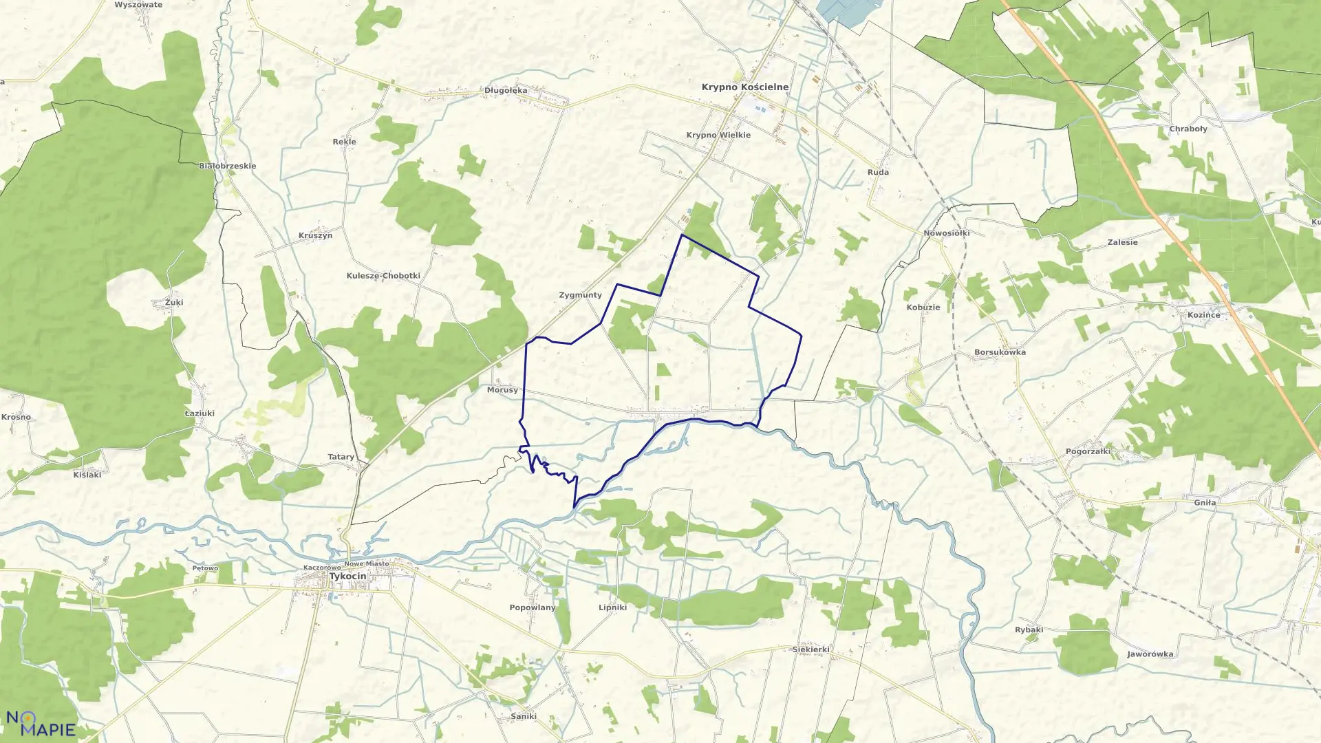 Mapa obrębu GÓRA w gminie krypno